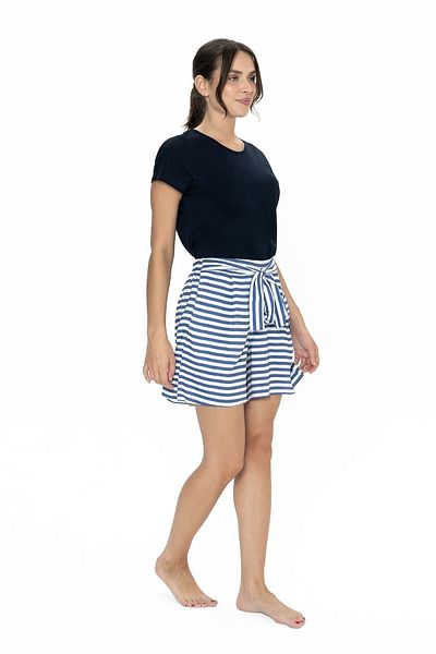 U.S. Polo Assn. Set pijamale pentru femei - U.S Polo Assn. 20034 Pantaloni scurti cu mânecă scurtă și decolteu cu pantaloni scurți - bleumarin