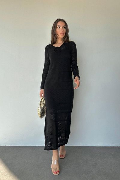 modaserdem Black Lined Knitwear Dress
