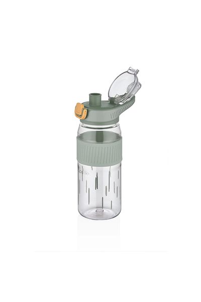 Vagonlife 550ml Comfortable Drinking Patterned Silicone Body Lockable Lid Polycarbonate Flask Green SM