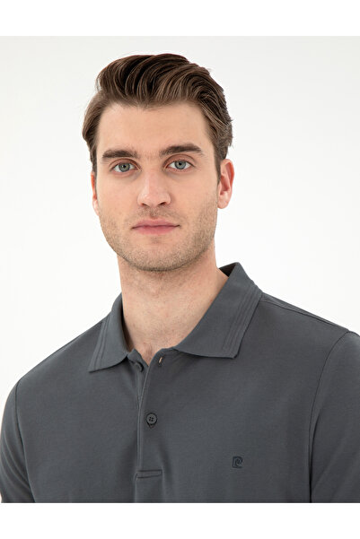 Pierre Cardin Μπλουζάκι ανθρακί με λεπτή εφαρμογή 100% βαμβακερό με λαιμόκοψη πόλο 50306448-VR006