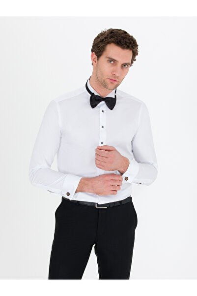 Cacharel White Slim Fit Tuxedo Shirt 50265359-Vr013