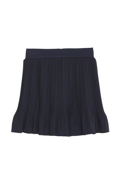 Quzu Navy Blue Skirt - Pleat Detailed