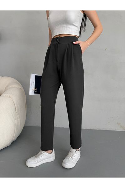 alanora Women's High Waist Carrot Cut Stretch/Lycra Fabric Pants