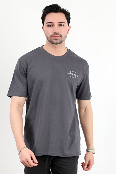 JB John Borners Мъжка тениска с кръгло деколте 100% памук, антрацит, модел 22...