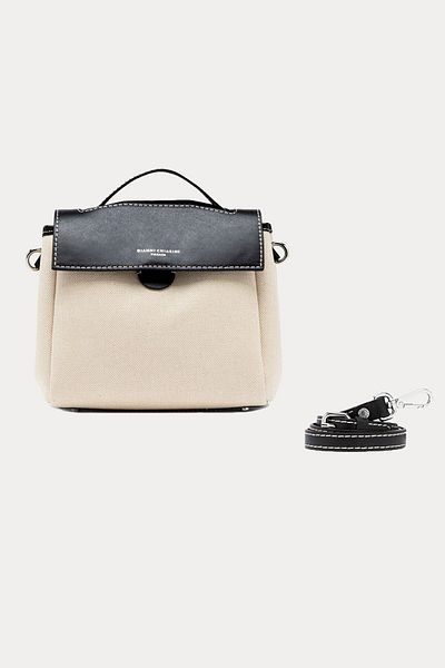 GIANNI CHIARINI Clio Leather Combination Canvas Fabric Shoulder Bag