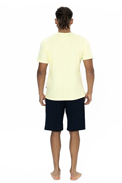 U.S. Polo Assn. U.s Polo Assn. 18873 Erkek Kısa Kollu Bisiklet Yaka Şortlu Pijama Takımı-Sarı