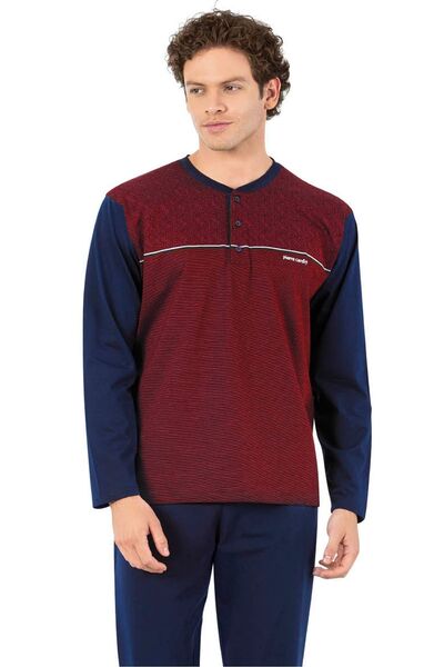 Pierre Cardin 6056 Ανδρικό μακρυμάνικο μπροστινό κοστούμι πιτζάμες με τρία κο...