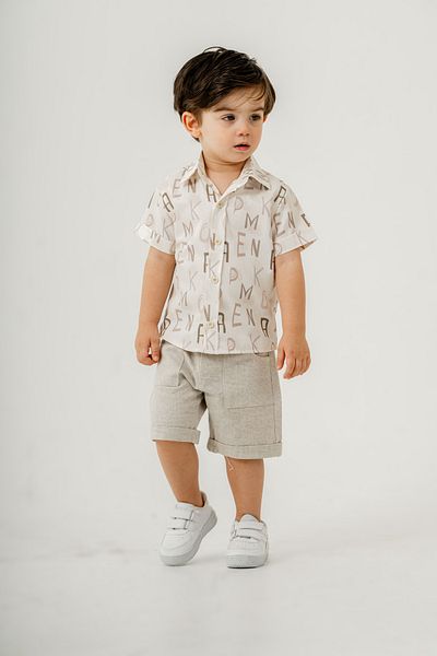 Titimixkids Letter Digital Printed Shirt Shorts Double Children's Set 1-4 Years