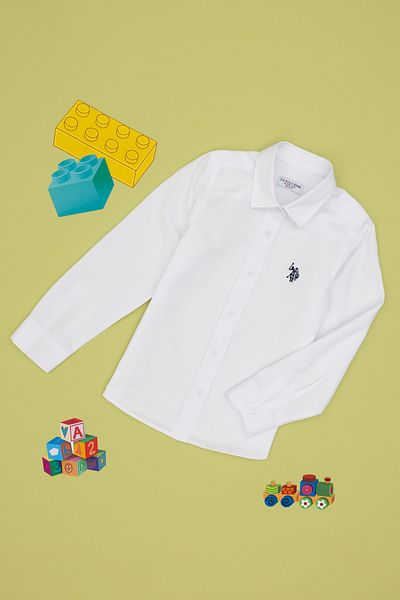 U.S. Polo Assn. Girl's White Long Sleeve Basic Shirt 50306588 -Vr013