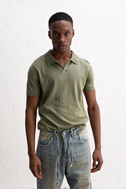 GIESTO POLO YAKA TRİKO HAKİ  T-SHIRT