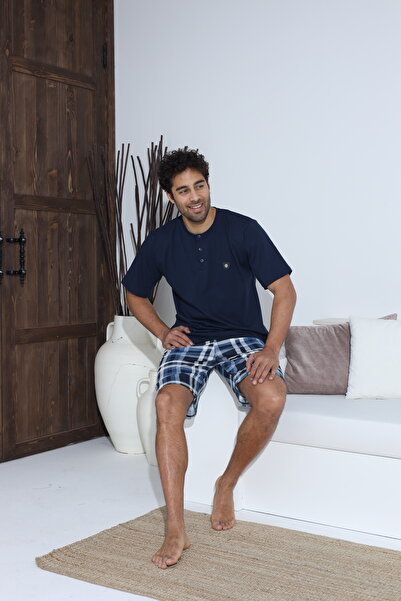 CALİA Men's Short Sleeve Shorts Combed Cotton Single Jersey Pajama Set