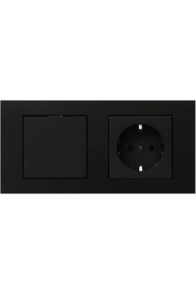 Hepta Collection Ovivo Grano Black Set of 2 Switch and Grounded Socket Set