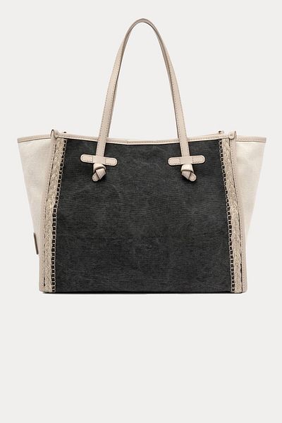 GIANNI CHIARINI Marcella Raffia Fabric Shopping Bag Handbag