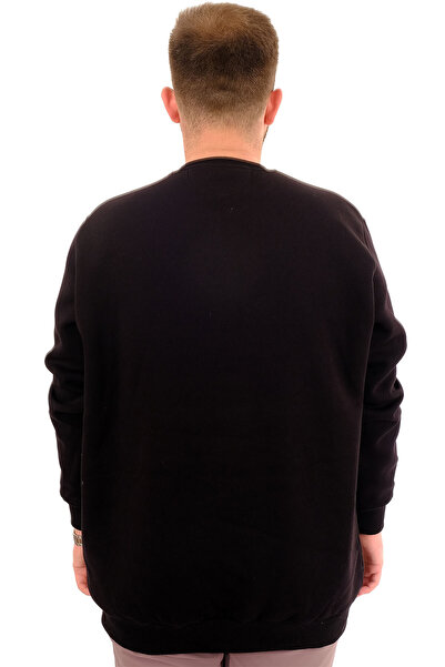 ModeXL Ανδρικό φούτερ μεγάλου μεγέθους Mode XL Μαύρο με 3 νήματα με στάμπα NINE U24528