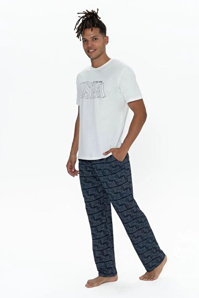 U.S. Polo Assn. Πόλο Ασν. 18903 Ανδρικό κοντομάνικο Crew Neck Σετ πιτζάμες 3 τεμαχίων-Ecru