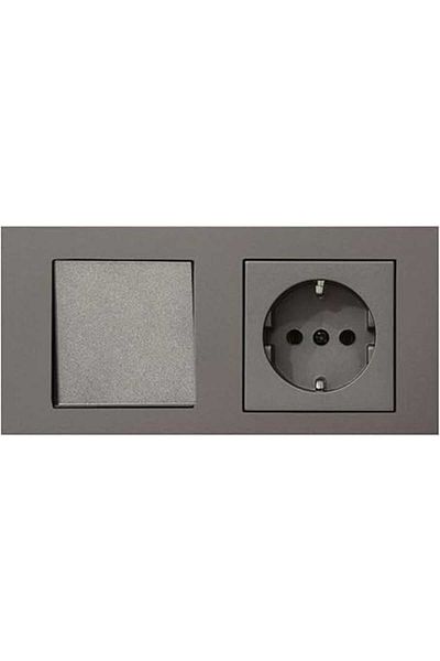 Hepta Collection Ovivo Grano Anthracite Set of 2 Switch and Grounded Socket Set