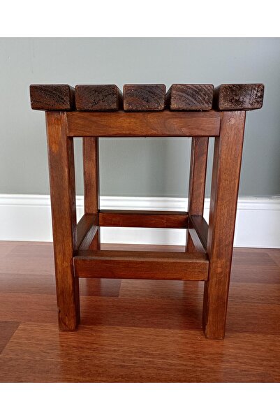 TREND Doğal Ahşap Tabure, Ağaç, Masif, Boyalı, Kare 32cmx32cmx40cm