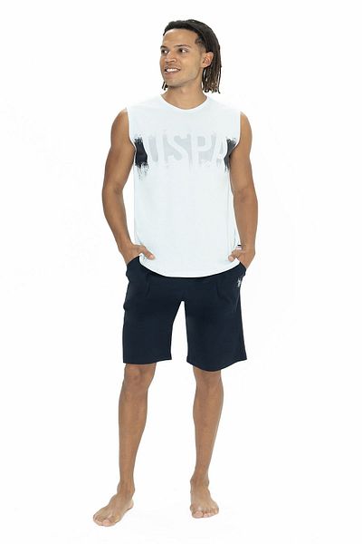 U.S. Polo Assn. Πόλο Ασν. Μπλε ανδρικό αμάνικο σετ πιτζάμες ποδηλάτου 18885