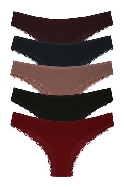 Nicoletta Women's Panties 5 Pack Brazillian Claret Red