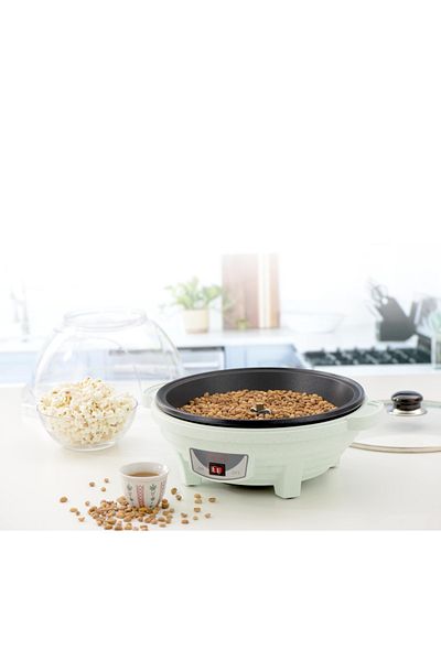 ALSAIF Electric Coffee Roaster, Rotates And Mixes Evenly By Ratation Bar, Transparent Lid, 940w, Green