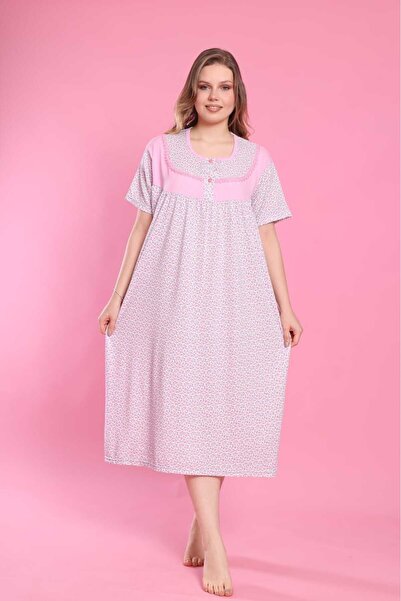 ZBTEKS Seasonal Cotton Loose Fit Wide Fit Oversize Short Sleeve Mother's Nightgown