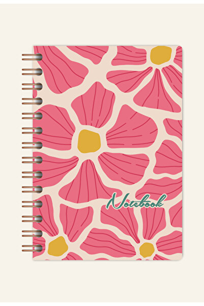 Papacasso A5 Haftalık Ajanda Spiralli 15x21,5 Cm - 12 Aylık Pembe Çiçekli