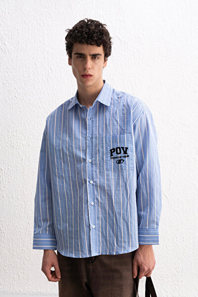 GIESTO Смугаста довга сорочка з довгими рукавами