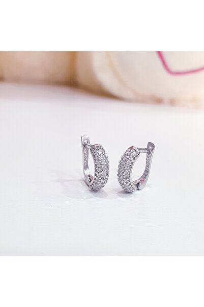 MAGRİB 925 ayar gümüş beyaz taşlı gümüş çocuk küpesi