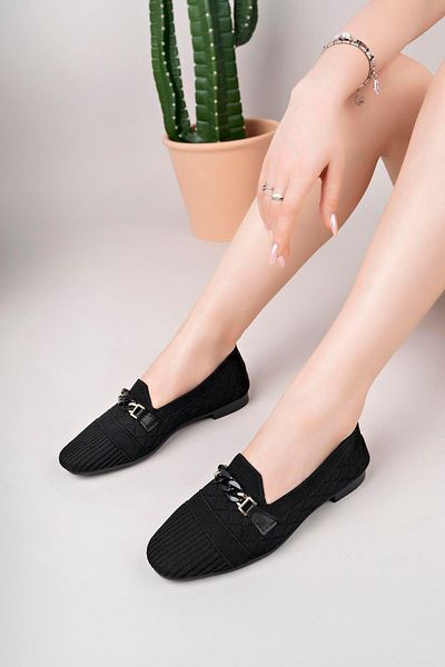 Aymood Tricotaj cu cataramă Balerina Negru Pantofi de balerină tricotați pentru femei Pantofi de damă Pantofi casual