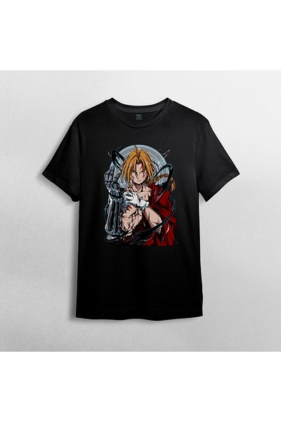 Pixxa Unisex FullMetal Alchemist Edward Elric 100% βαμβακερό μπλουζάκι με λαιμόκοψη μοντέλο 5
