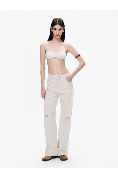 Nocturne Stone Detailed Wide Leg Jean Trousers