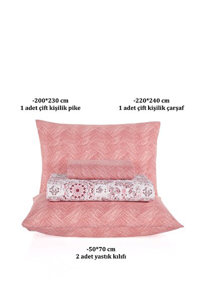 Evim Soren Double Pike 200X230 cm Leslie Pink-Dark Claret Red