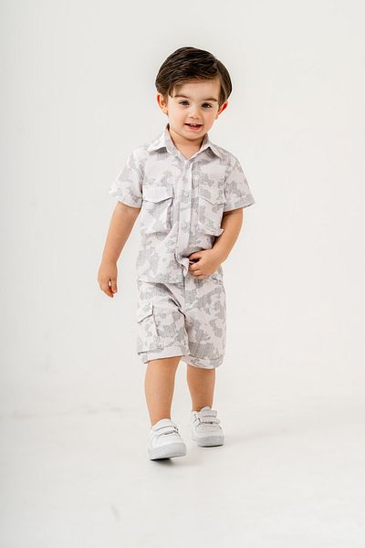 Titimixkids Boy's Pocket Detailed Shirt Shorts Suit 1-4 Years