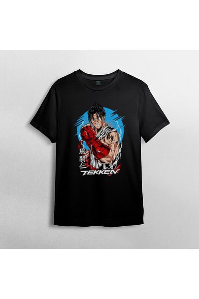 Pixxa Μπλουζάκι Unisex Cotton 100% Jin Kazama Tekken Crew Neck Μοντέλο 1