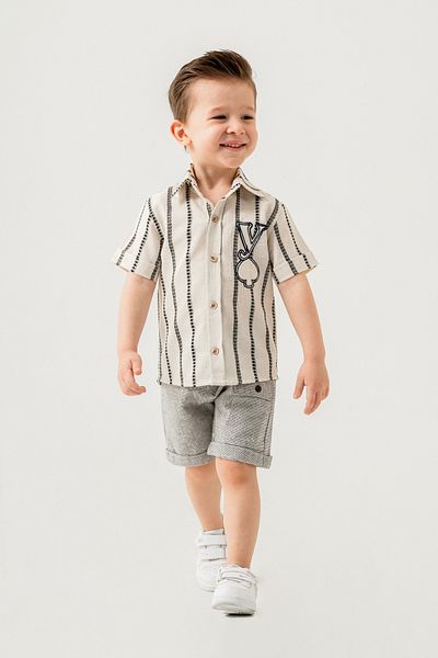 Titimixkids Organic Cotton Boy's Shirt Shorts Double Set 1-4 Years