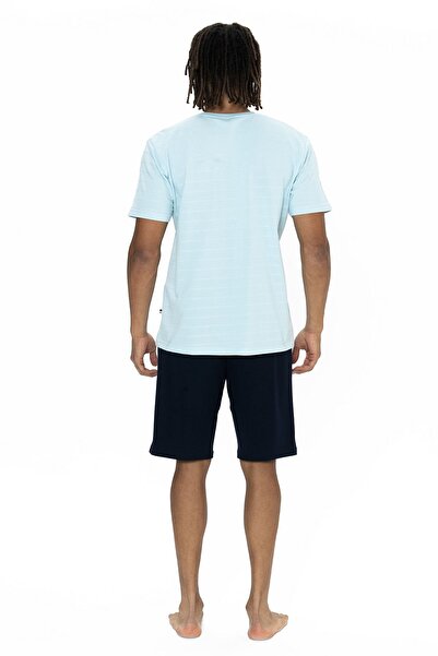 U.S. Polo Assn. U.s Polo Assn. 18881 Erkek Kısa Kollu Bisiklet Yaka Şortlu Pijama Takımı-Mavi