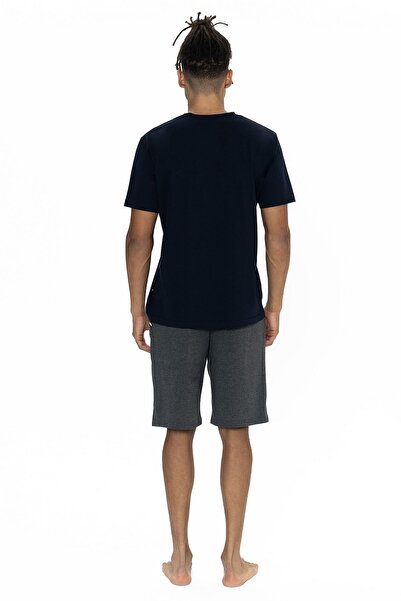 U.S. Polo Assn. U.s Polo Assn. 18865 Erkek Kısa Kollu Bisiklet Yaka Şortlu Pijama Takımı-Lacivert