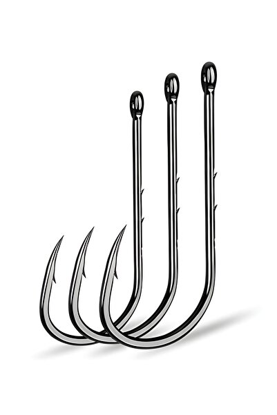 Hokkaido 50 Adet Üst Seviye 5/0 Numara Yüksek Karbonlu,siyah,delikli,çift Tırnaklı,papağan Olta Iğnesi,