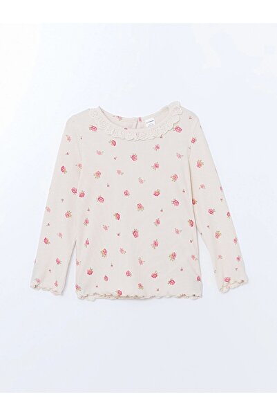 LC Waikiki Lcw Kids Ecru Floral Lace Girls' T-Shirt and Leggings 2-Piece