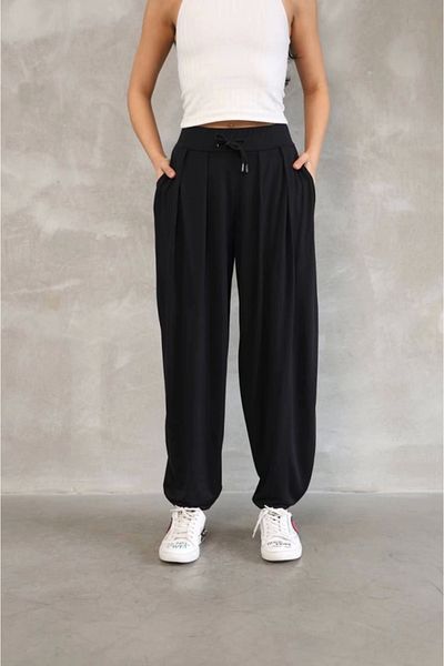 MD Kumsal Soft Textured Fabric Shalwar Pantalon - Black