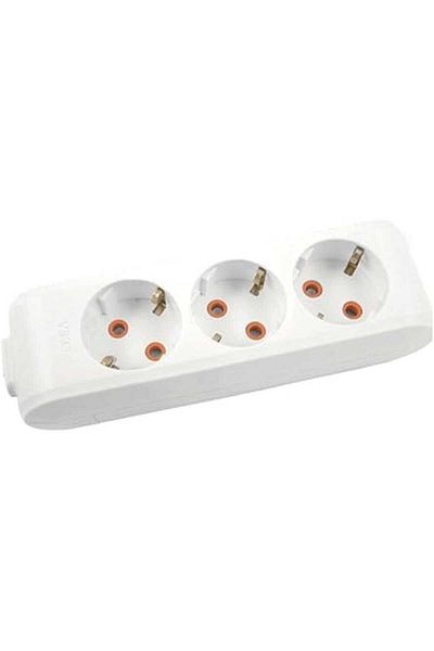 STOREMAX Multi-Let Triple Socket Grounded Protected Terminal Block-White (Without Cable)