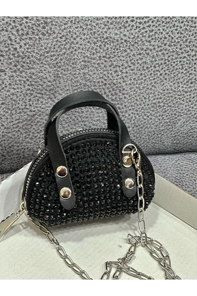 ESTUTE Geantă Crossbody Mini Pietre cu Curea Lanț 10x7 Cm