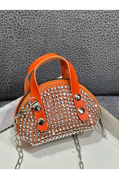 ESTUTE Geantă Crossbody Mini Pietre cu Curea Lanț 10x7 Cm