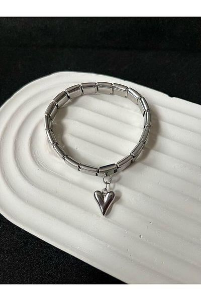Sepetten Eve Steel Italian Charm Bracelet Curved Heart Model Adjustable Italian Charm Steel Bracelet 18cm