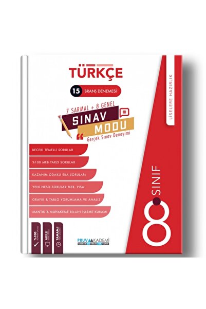 Pruva Akademi 8.sınıf Lgs Sınav Modu Türkçe Deneme (15'li)