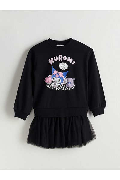 LC Waikiki Crew Neck Kuromi Printed Girl's Dress