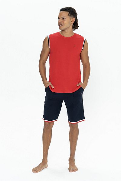 U.S. Polo Assn. U.S. Polo Assn. 18872 Men's Sleeveless Bicycle Collar Shorts Pajama Set-Red