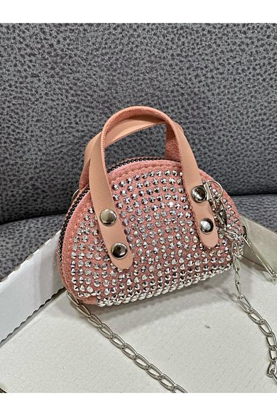 ESTUTE Geantă Crossbody Mini Pietre cu Curea Lanț 10x7 Cm