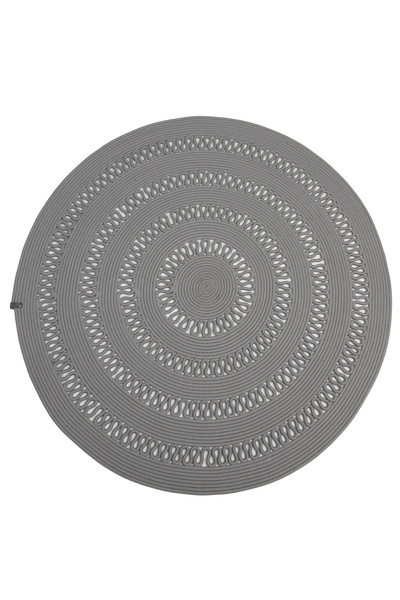 Halı Sepeti Reygon Ege 5 Gri Daire Dekoratif El Örgüsü Kilim Yolluk Halı
