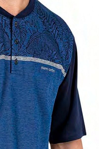 Pierre Cardin 6053 Ανδρικό κοντομάνικο ζακάρ 3 τεμαχίων πιτζάμες-Saks